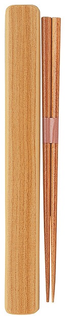 Lacquered Chopsticks & Case Set (L)　Wood Beige#塗箸・箸箱セット（Ｌ） ウッド　ベージュ